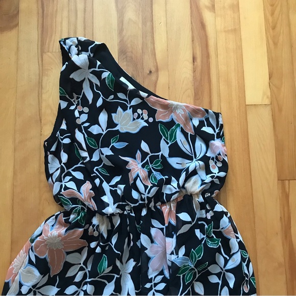Ann Taylor Loft Wild Orchid Mixed Floral One Shoulder Dress - Picture 4 of 8